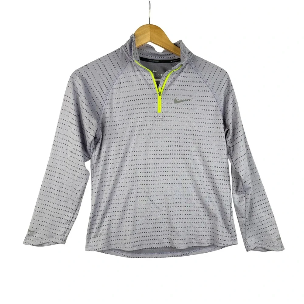 Nike Dri Fit Quarter Zip Long Sleeve Shirt size XL Gray/Black‎